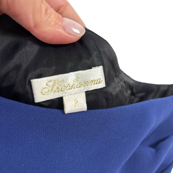 Shoshanna Stacie One Shoulder Mini‎ Dress Blue Designer Classy Formal Size 2 - Picture 9 of 11